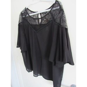 Zenobia Dressy Top.  Black, Lace, Sheer.  Size XL  NWT